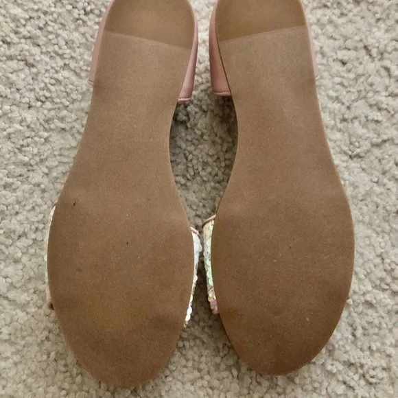 Steve Madden Women’s Sandals Sidestep Sequined Slip On Flats - Picture 7 of 14